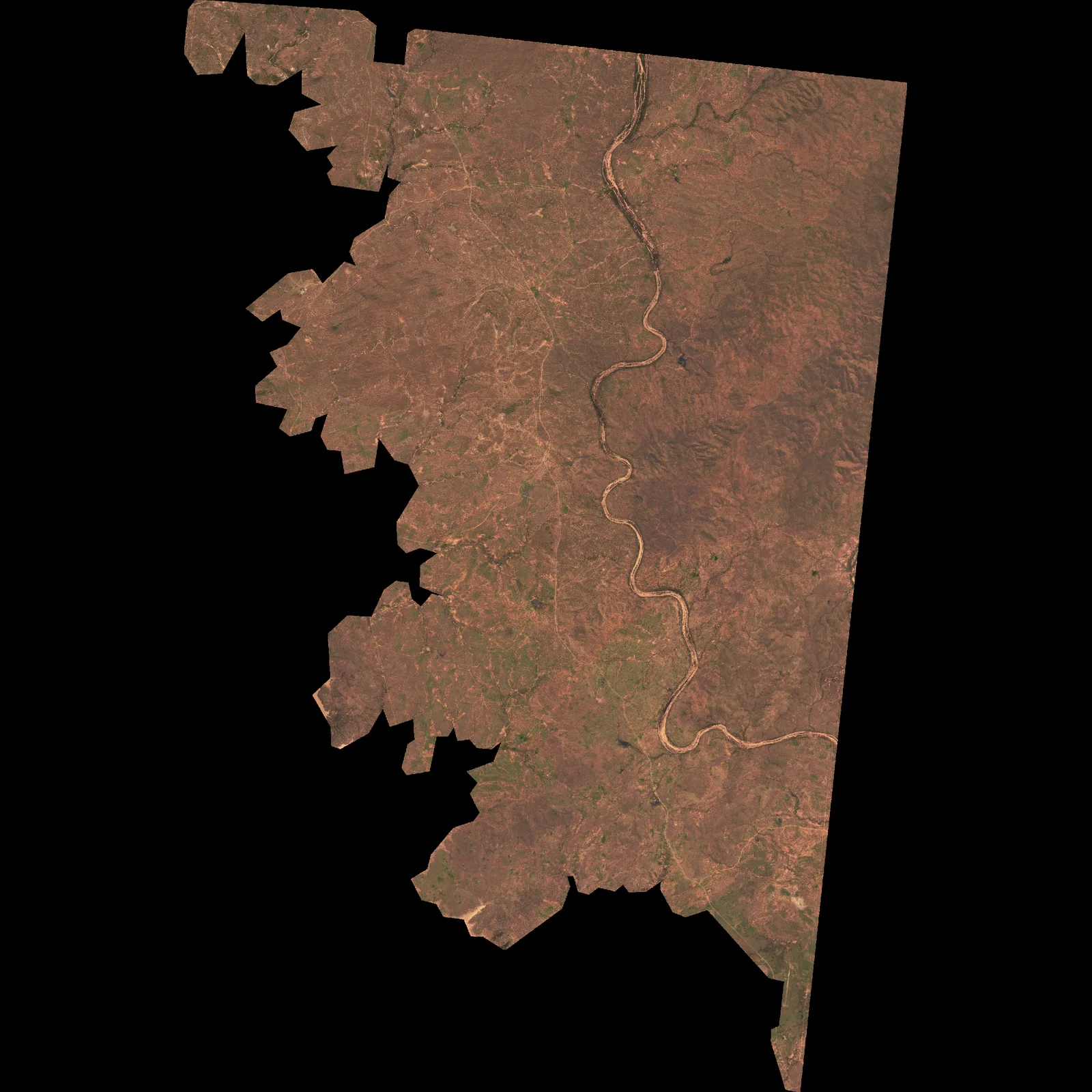 The delivered 0.5 m mosaic of the same area: one seamless, cloud-free image clipped to the exact area of interest.