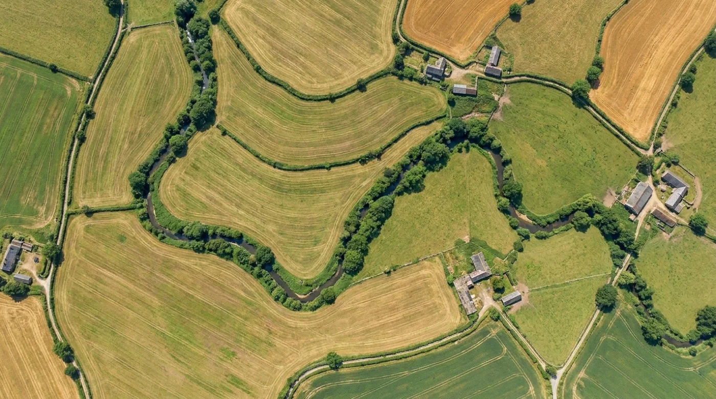 Seamless colour-matched farmland seen from above